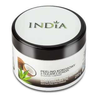 India Cosmetics - kókuszos testradír kendermagolajjal  250 g