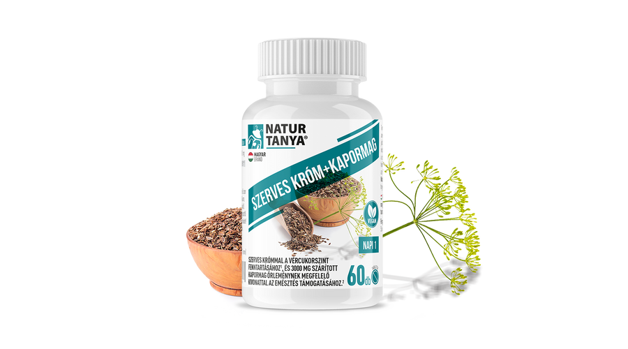 Natur Tanya® Szerves KRÓM+KAPORMAG koncentrátum a vércukorszint fenntartásához, és az emésztés támogatásához